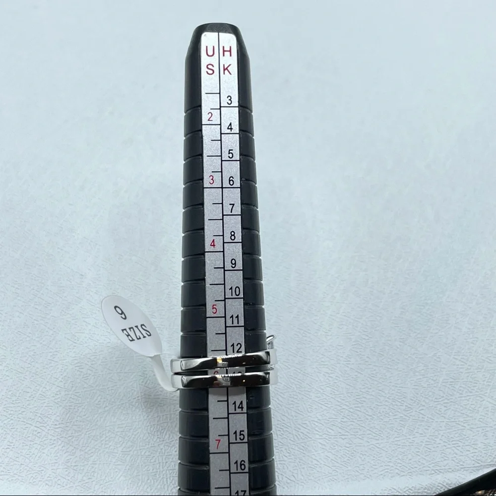 925 Sterling Silver Diamond 2 Band Wedding Ring 6